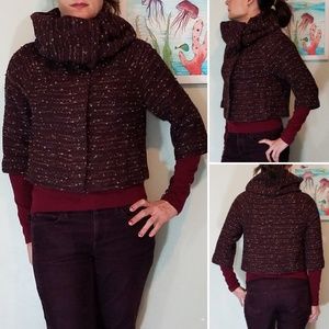 St. John funnel neck cropped half sleeve jacket